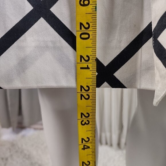 INC Women's Black And White Box Pleat Flare Side Zip Cotton Blend Skirt Size 12 - Picture 7 of 11